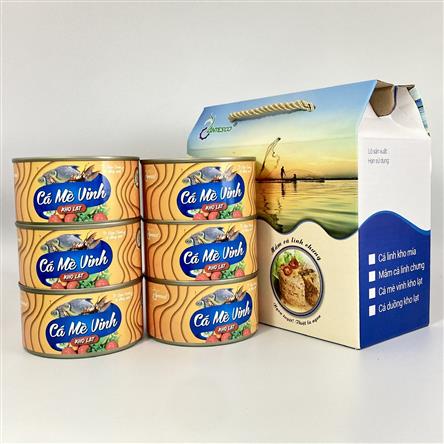 Cá Mè Vinh kho lạt (Thùng 6 hộp x 210gr) - Antesco - Đặc sản miền Tây sông nước